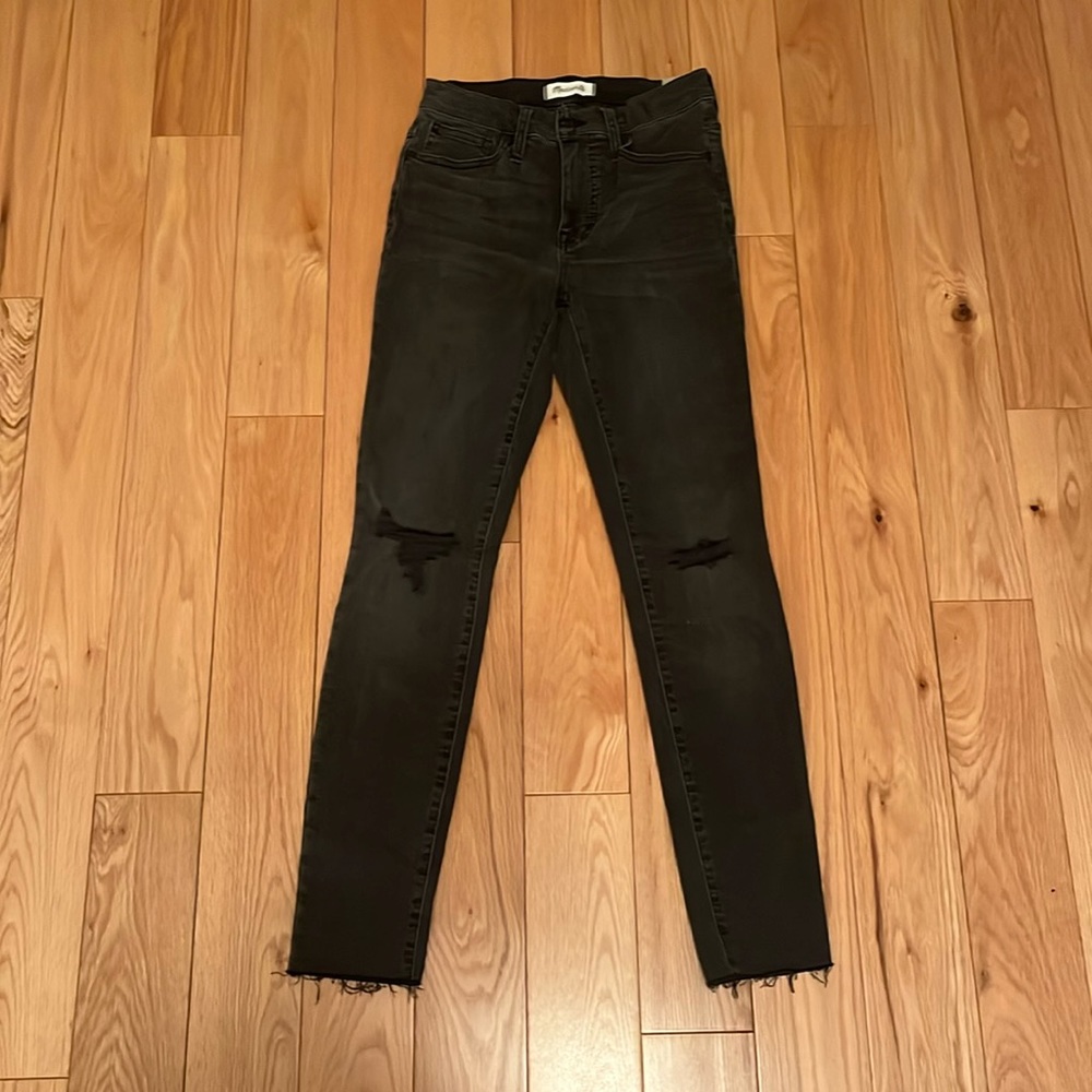 Madewell gray/black ripped jeans